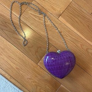 Croc embossed heart clutch